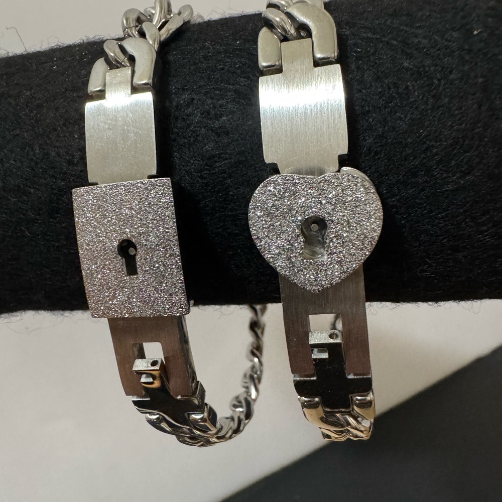 His & Hers Matching Lock & Key Bracelets – Stainless Steel Couple Set